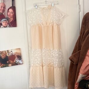 POL Cream and White Lace Swim Coverup